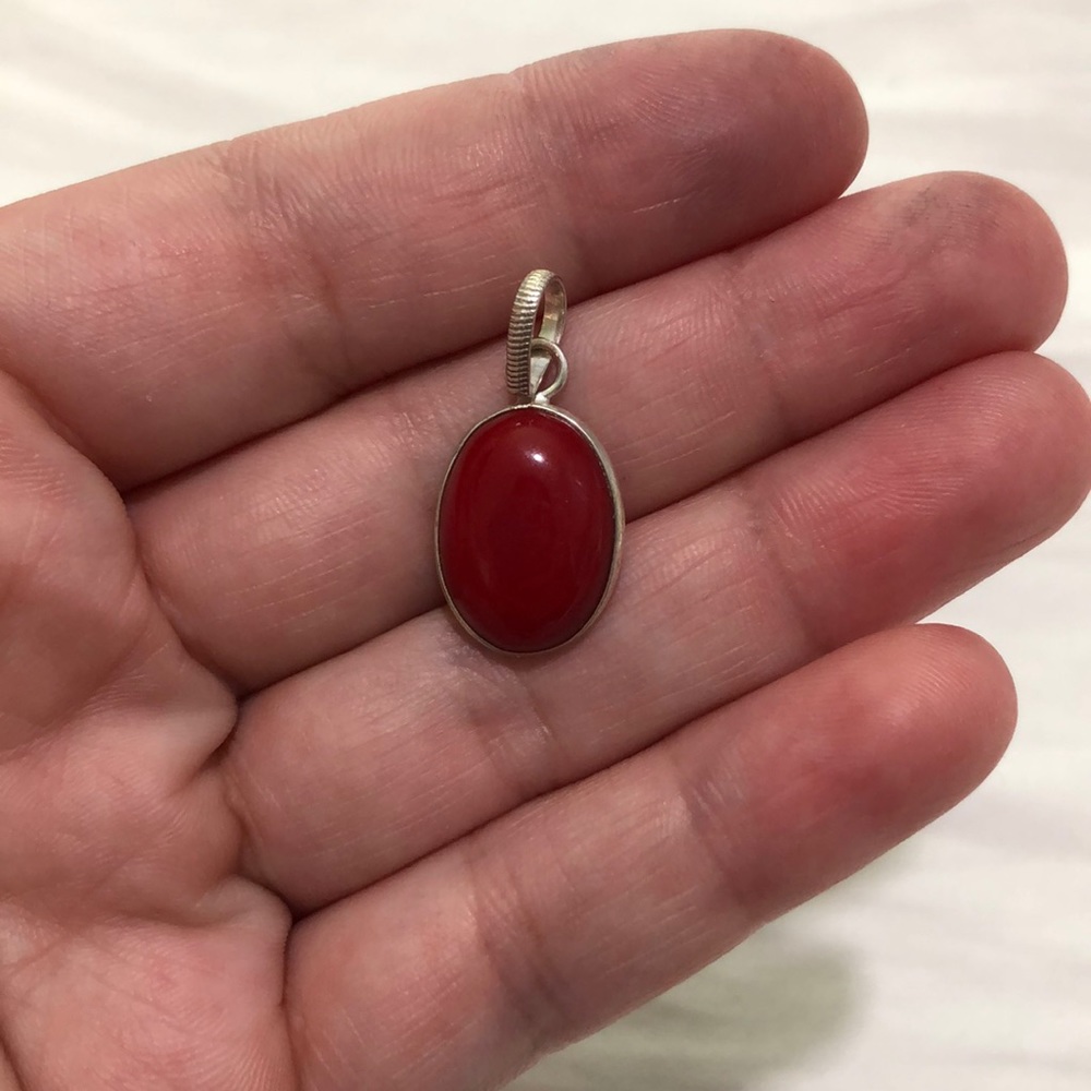 Deep red oval necklace pendant